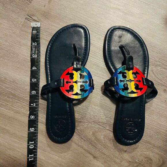 Tory Burch Miller Leather Thong Sandal Rainbow Navy US size 7 - Picture 11 of 11